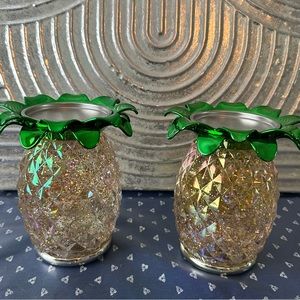 Bath and body works pineapple swirling glitter candle holders.